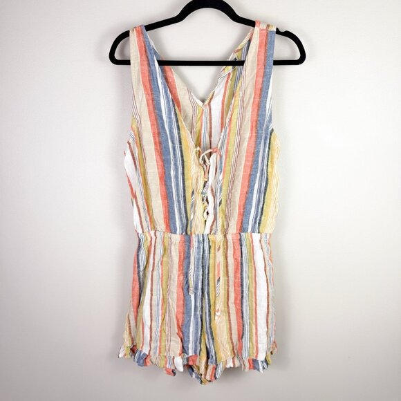 Hurley Striped Romper Women’s Large Sleeveless Summer Beach Cover Up Casual - Picture 1 of 9